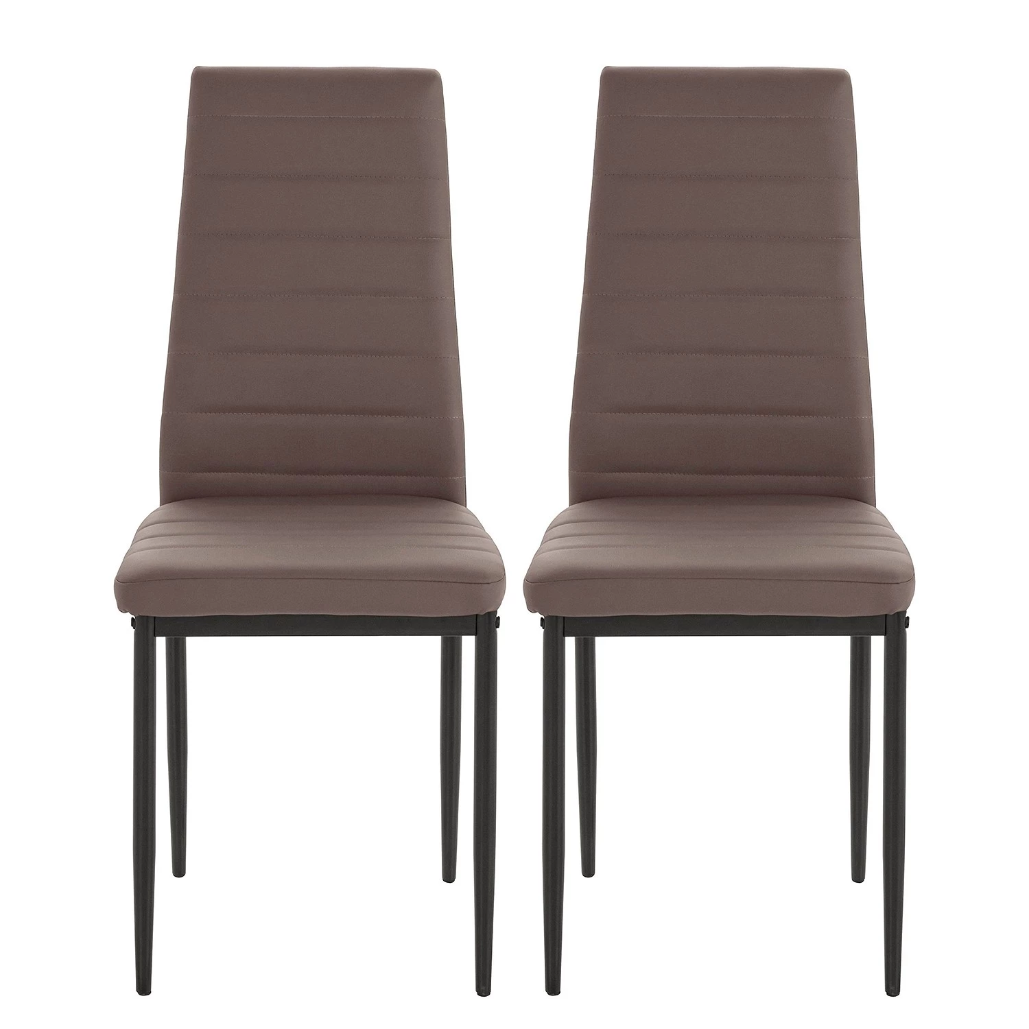 Loftscape Chaises capitonnées Orelle I (lot de 2) - Imitation cuir / Fer - Cappuccino / Noir 3 Loftscape Chaises capitonnées Orelle I (lot de 2) - Imitation cuir / Fer - Cappuccino / Noir