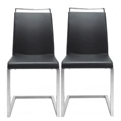 Loftscape Chaises cantilever Ibos (lot de 2) - Imitation cuir - Chrome - Noir