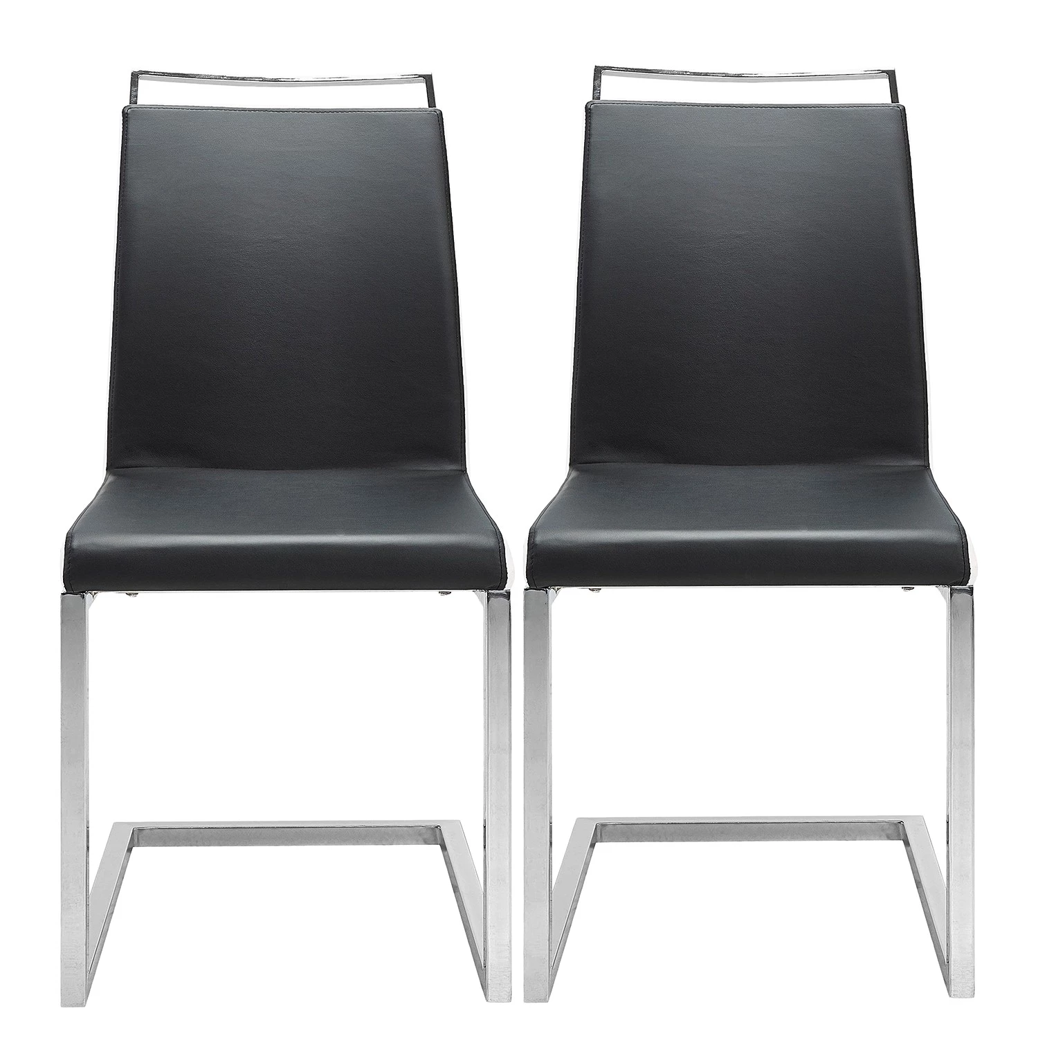 Loftscape Chaises cantilever Ibos (lot de 2) - Imitation cuir - Chrome - Noir 3 Loftscape Chaises cantilever Ibos (lot de 2) - Imitation cuir - Chrome - Noir