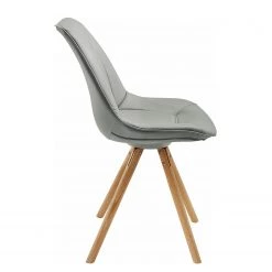 Norrwood Chaises capitonnées Gergy (lot de 2) - Imitation cuir / Chêne massif - Gris clair / Chêne -Chaises Soldes 2022 1000229582 201104 14080700052 DETAILS P000000001000229582