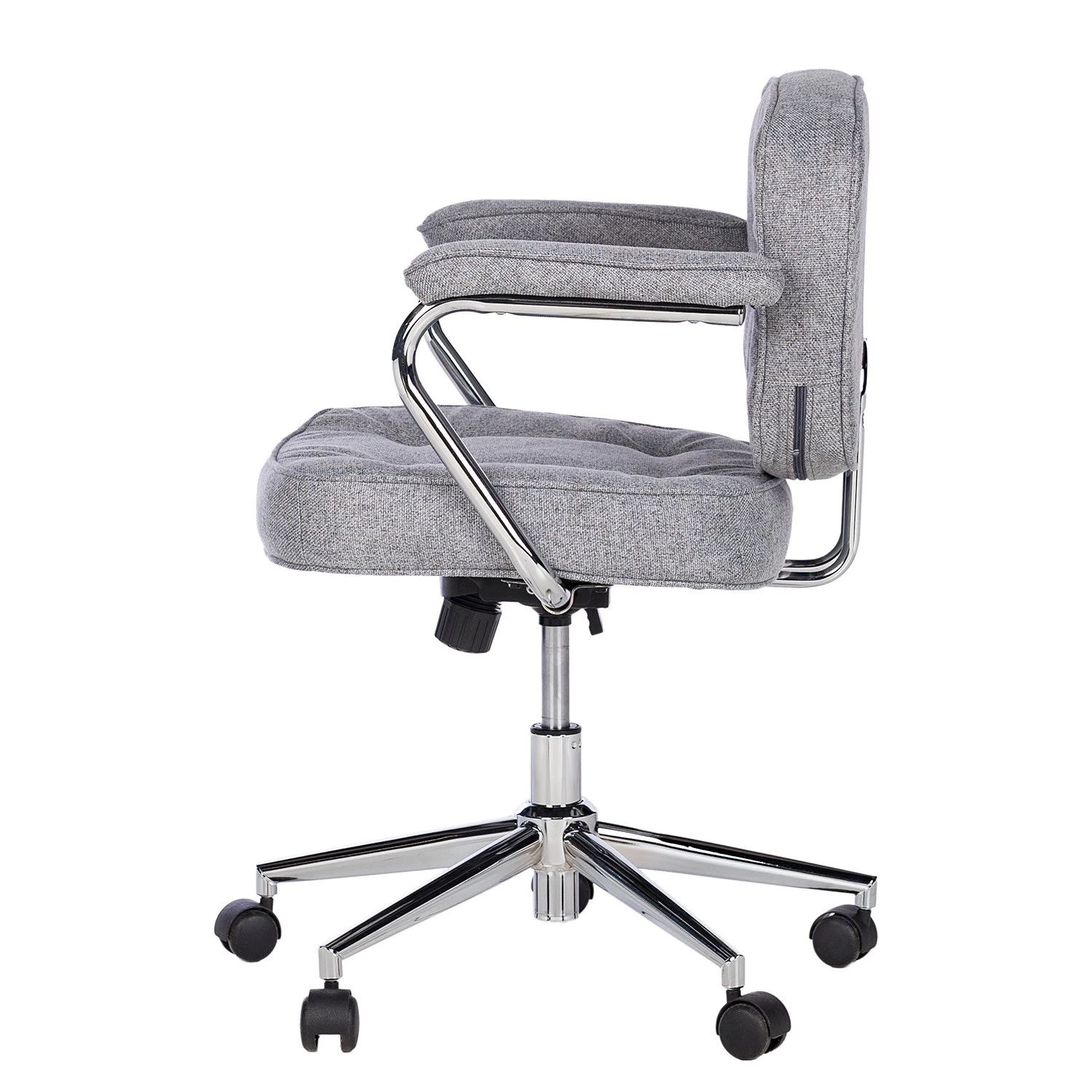 Furnitive Chaise de bureau Orlu II - Tissu / Fer - Gris clair / Chrome 6 Furnitive Chaise de bureau Orlu II - Tissu / Fer - Gris clair / Chrome – Image 4