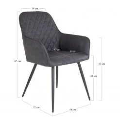 Red Living Chaises à accoudoirs Pierry I (lot de 2) - Imitation cuir / Acier - Gris vintage -Chaises Soldes 2022 1000231016 201125 16492400081 SKETCH DETAILS P000000001000231016 sketch