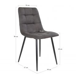 Loftscape Chaises capitonnées Ormoy I (lot de 2) - Microfibre / Acier - Gris / Noir -Chaises Soldes 2022 1000231021 201125 16492500121 SKETCH DETAILS P000000001000231021 sketch