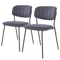 Loftscape Chaises capitonnées Muel I (lot de 2) - Tissu / Acier - Gris