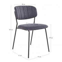 Loftscape Chaises capitonnées Muel I (lot de 2) - Tissu / Acier - Gris -Chaises Soldes 2022 1000231042 201125 16493200280 SKETCH DETAILS P000000001000231042 sketch