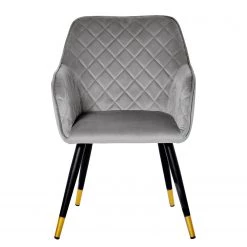 Jack & Alice Chaise à accoudoirs Mardore - Velours / Acier - Gris platine -Chaises Soldes 2022 1000234600 210115 12513500034 DETAILS P000000001000234600