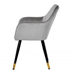 Jack & Alice Chaise à accoudoirs Mardore - Velours / Acier - Gris platine -Chaises Soldes 2022 1000234600 210115 12513500035 DETAILS P000000001000234600