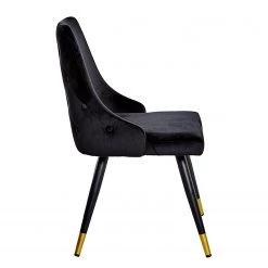 Jack & Alice Chaises capitonnées Loix (lot de 2) - Velours / Acier - Noir -Chaises Soldes 2022 1000234601 210115 12513500043 DETAILS P000000001000234601