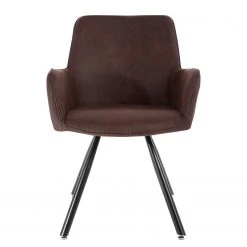 Mørteens Chaise à accoudoirs Ternes - Microfibre / Acier - Marron foncé / Noir -Chaises Soldes 2022 1000235383 210818 08500400009 DETAILS P000000001000235383