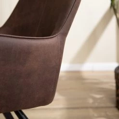 Mørteens Chaise à accoudoirs Ternes - Microfibre / Acier - Marron foncé / Noir -Chaises Soldes 2022 1000235383 220517 031 DETAILS P000000001000235383