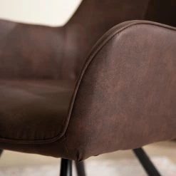 Mørteens Chaise à accoudoirs Ternes - Microfibre / Acier - Marron foncé / Noir -Chaises Soldes 2022 1000235383 220517 032 DETAILS P000000001000235383