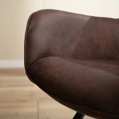 Mørteens Chaise à accoudoirs Ternes - Microfibre / Acier - Marron foncé / Noir -Chaises Soldes 2022 1000235383 220517 033 DETAILS P000000001000235383