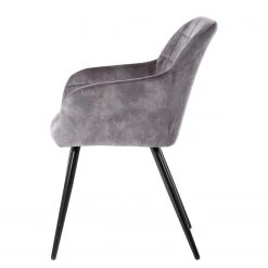 Jack & Alice Chaise à accoudoirs Vieville - Velours / Acier - Gris foncé / Noir -Chaises Soldes 2022 1000235392 210818 08500400050 DETAILS P000000001000235392