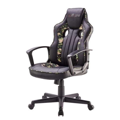 Furnitive Chaise gamer mcRacer Etaux - Imitation cuir / Nylon - Noir / Camouflage -Chaises Soldes 2022 1000237041 210805 14490500001 IMAGE P000000001000237041