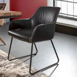 Red Living Chaise à accoudoirs Urbes - Imitation cuir / Fer - Noir / Noir -Chaises Soldes 2022 1000240179 210115 08045600046 MOOD DETAILS P000000001000240179 mood