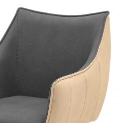 Ars manufacti Chaise à accoudoirs Noyack (lot de 2) - Microfibre / Métal - Gris et Beige / Anthracite -Chaises Soldes 2022 1000240191 210106 06545300003 DETAILS P000000001000240191
