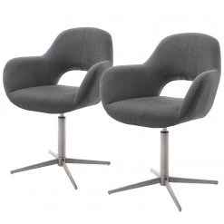 Loftscape Chaises capitonnées Glomel II (lot de 2) - Chenille et microfibre - Gris - Acier inoxydable