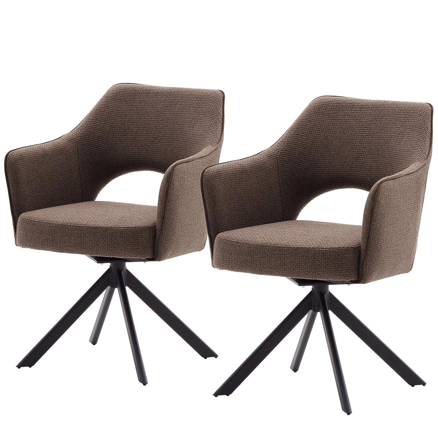 Loftscape Chaises à accoudoirs Tursin (lot de 2) - Tissu structuré / Acier - Latte macchiatto - Noir 3 Loftscape Chaises à accoudoirs Tursin (lot de 2) - Tissu structuré / Acier - Latte macchiatto - Noir