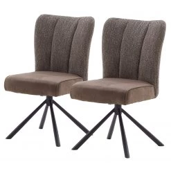 Fredriks Chaises Arleta II (lot de 2) - Microfibre et tissu structuré / Acier - Cappuccino