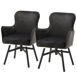 Fredriks Chaises Stalewell IV (lot de 2) - Microfibre et tissu structuré / Acier - Anthracite