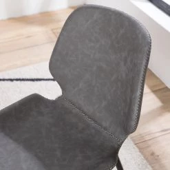 Mørteens Chaises Reallon (lot de 2) - Imitation cuir / Fer - Gris / Noir -Chaises Soldes 2022 1000244973 220408 031 DETAILS P000000001000244973