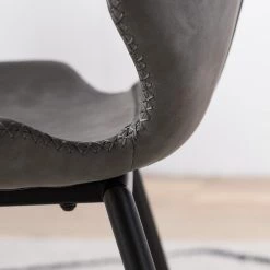 Mørteens Chaises Reallon (lot de 2) - Imitation cuir / Fer - Gris / Noir -Chaises Soldes 2022 1000244973 220408 032 DETAILS P000000001000244973