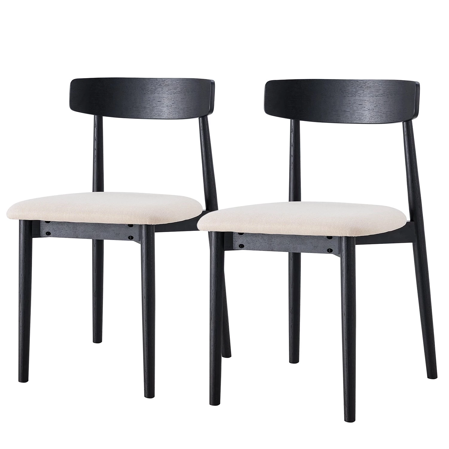 Mørteens Chaises Lolif I (lot de 2) - Tissu / Chêne massif - Beige / Noir 3 Mørteens Chaises Lolif I (lot de 2) - Tissu / Chêne massif - Beige / Noir