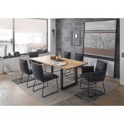 Red Living Chaises accoudoirs Malaville (lot de 2) - Chenille / Fer - Gris / Noir -Chaises Soldes 2022 1000249503 210225 14224300017 MOOD DETAILS P000000001000249503 mood