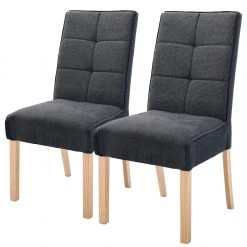 Norrwood Chaises capitonnĂ©es Brachy (lot de 2) - Tissage Ă plat / HĂȘtre massif - Anthracite