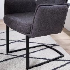 Jack & Alice Chaise cantilever Lecelles - Tissu / Métal - Gris foncé -Chaises Soldes 2022 1000255021 220401 040 DETAILS P000000001000255021