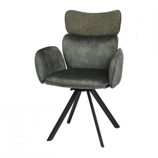 Jack & Alice Chaise à accoudoirs Aveluy - Velours et tissu / Métal - Vert foncé -Chaises Soldes 2022 1000255059 210831 14151400119 IMAGE P000000001000255059