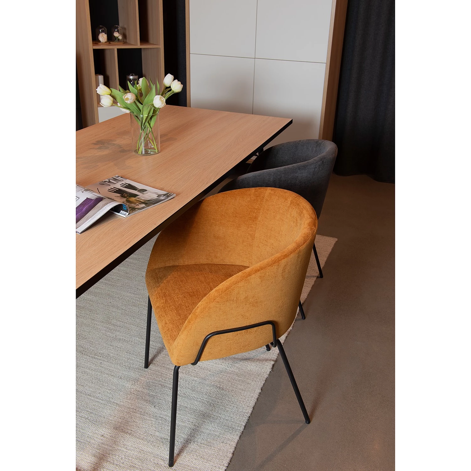 Tenzo Chaises à accoudoirs Bud (lots de 2) - Tissu / Métal - Orange 4 Tenzo Chaises à accoudoirs Bud (lots de 2) - Tissu / Métal - Orange – Image 2