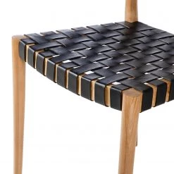 Ars manufacti Chaise Cerro - Cuir véritable / Teck massif - Noir / Teck -Chaises Soldes 2022 1000257228 220818 033 DETAILS P000000001000257228