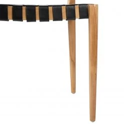 Ars manufacti Chaise Cerro - Cuir véritable / Teck massif - Noir / Teck -Chaises Soldes 2022 1000257228 220818 035 DETAILS P000000001000257228