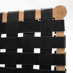 Ars manufacti Chaise Cerro - Cuir véritable / Teck massif - Noir / Teck -Chaises Soldes 2022 1000257228 220818 037 DETAILS P000000001000257228