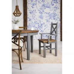 Maison Belfort Chaise à accoudoirs Balignton - Pin massif - Gris -Chaises Soldes 2022 1000260736 211116 12545400219 MOOD DETAILS P000000001000260736 mood