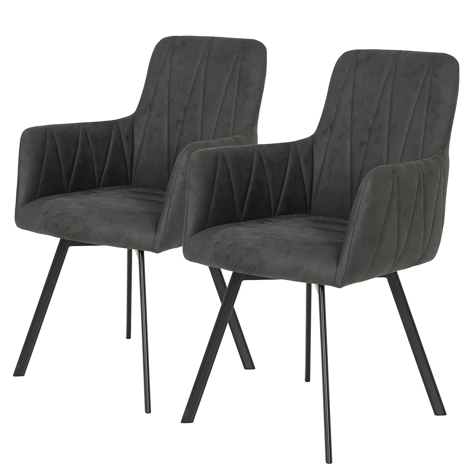 Red Living Chaises à accoudoirs Kivioli (lot de 2) - Microfibre / Acier - Anthracite / Noir 3 Red Living Chaises à accoudoirs Kivioli (lot de 2) - Microfibre / Acier - Anthracite / Noir