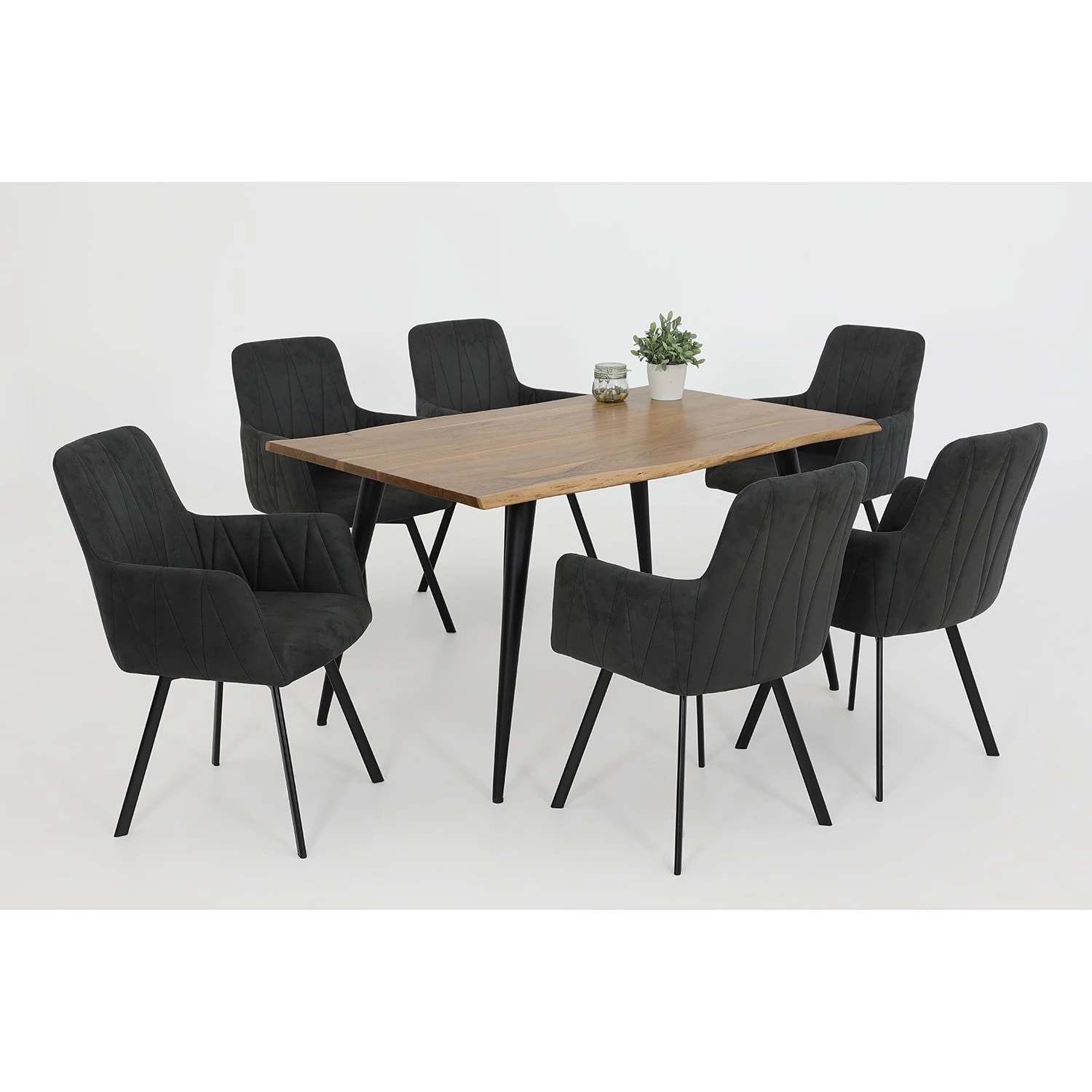 Red Living Chaises à accoudoirs Kivioli (lot de 2) - Microfibre / Acier - Anthracite / Noir 4 Red Living Chaises à accoudoirs Kivioli (lot de 2) - Microfibre / Acier - Anthracite / Noir – Image 2