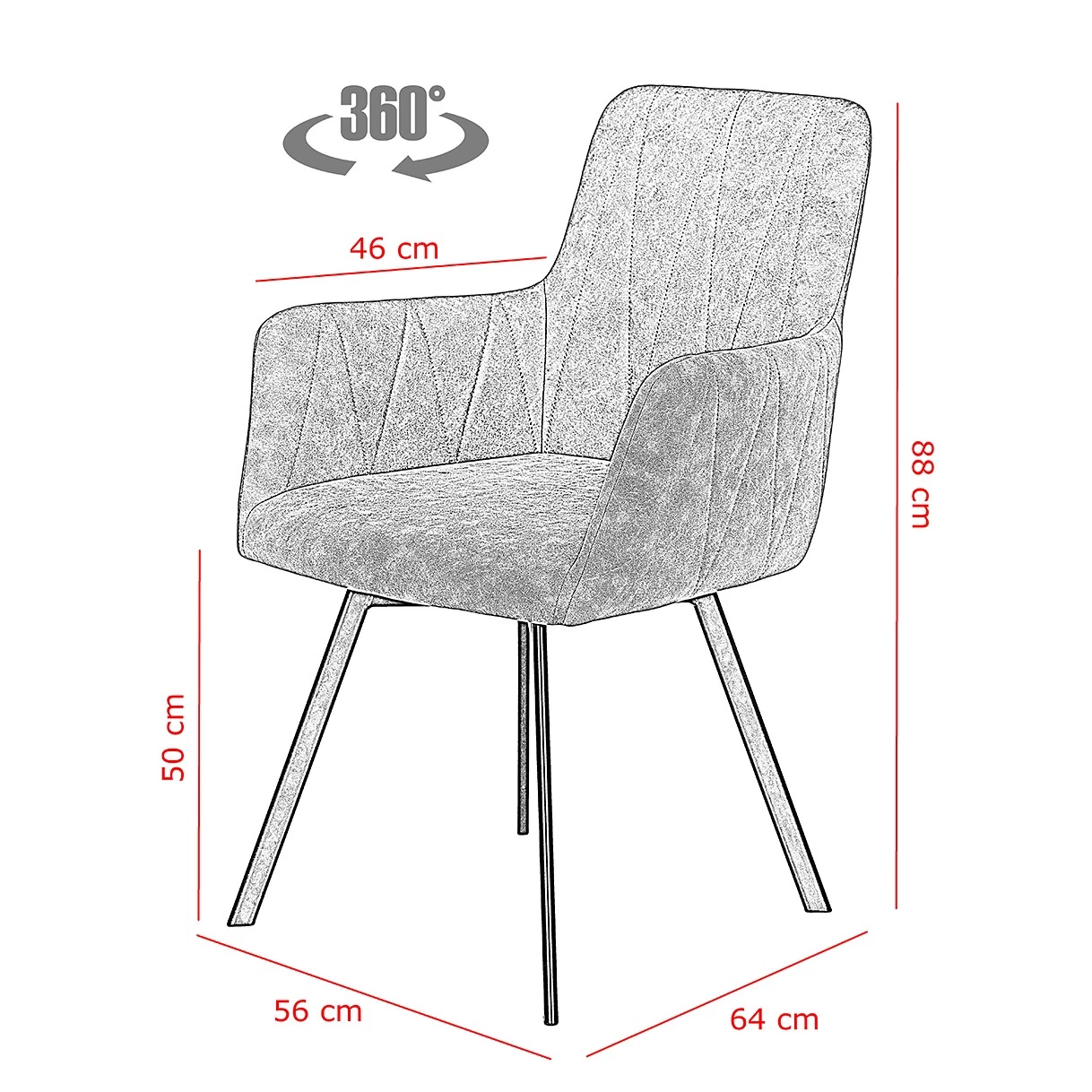 Red Living Chaises à accoudoirs Kivioli (lot de 2) - Microfibre / Acier - Anthracite / Noir 10 Red Living Chaises à accoudoirs Kivioli (lot de 2) - Microfibre / Acier - Anthracite / Noir – Image 8