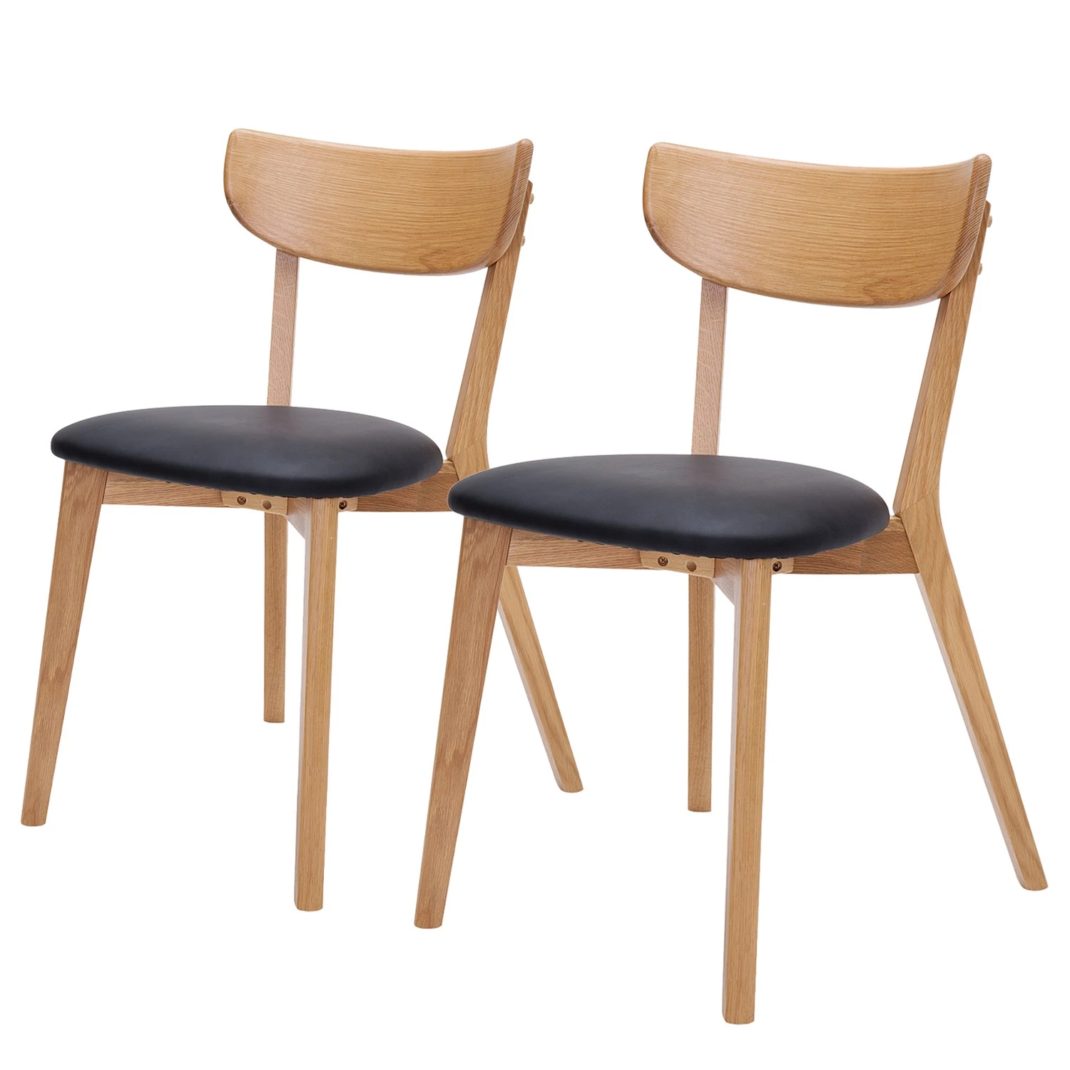 Norrwood Chaises Ellie (lot de 2) - Imitation cuir / Chêne massif - Noir / Chêne 3 Norrwood Chaises Ellie (lot de 2) - Imitation cuir / Chêne massif - Noir / Chêne