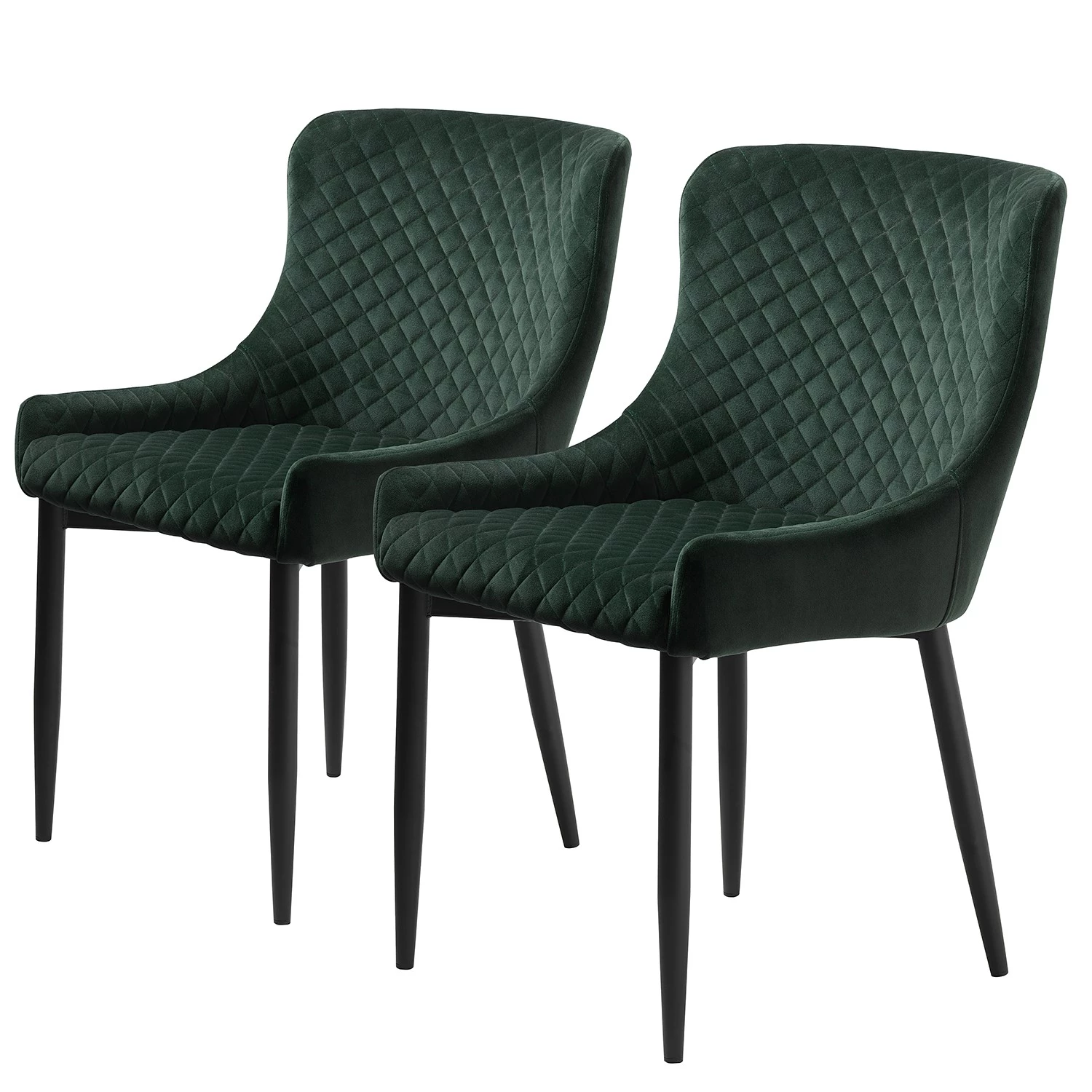 Red Living Chaises Elbi II (lot de 2) - Velours / Métal - Vert foncé / Noir 3 Red Living Chaises Elbi II (lot de 2) - Velours / Métal - Vert foncé / Noir