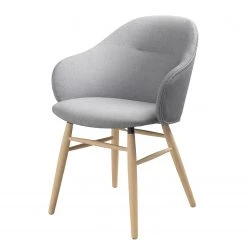 Norrwood Chaise à accoudoirs Epalia - Tissu / Chêne massif - Gris clair / Chêne