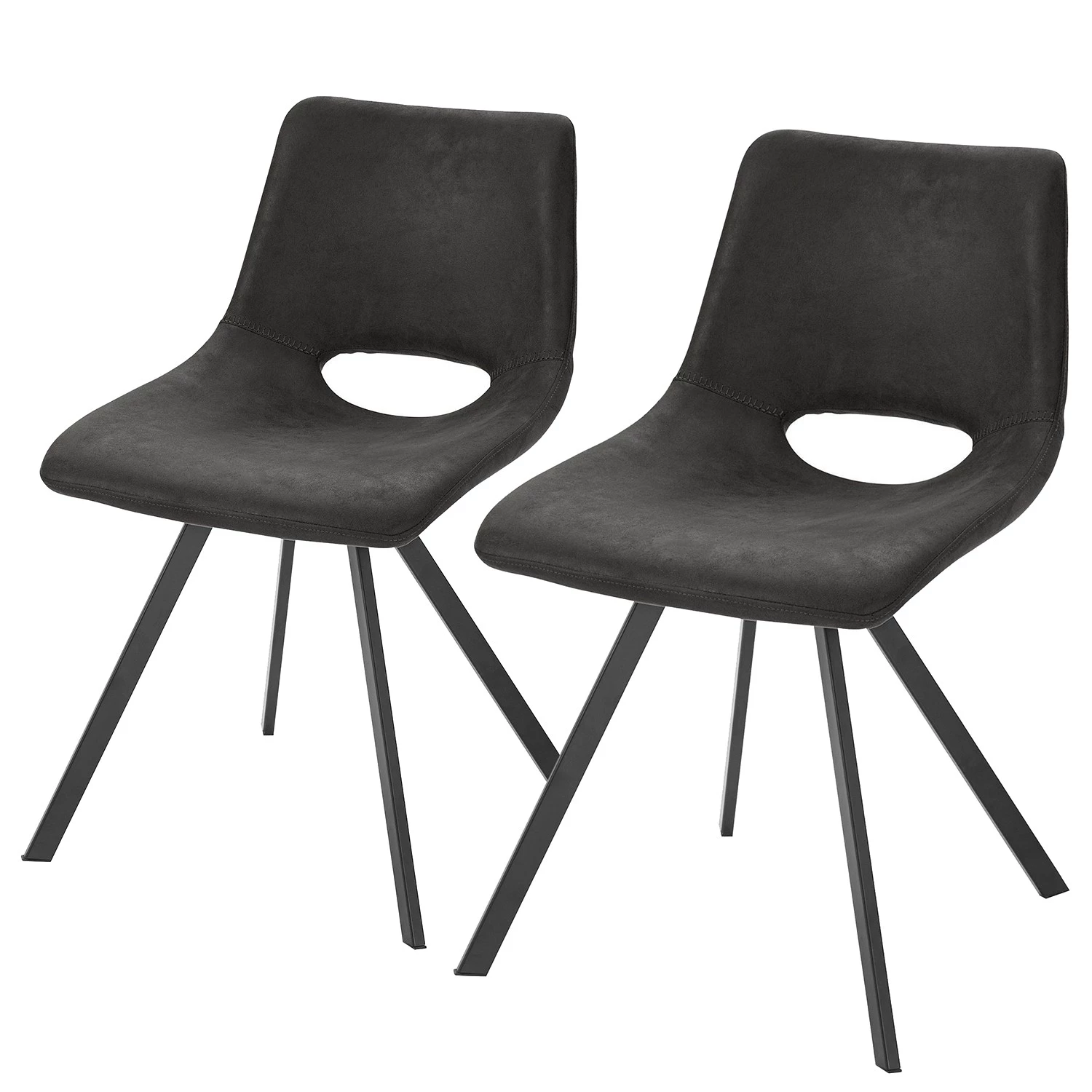 Red Living Chaises capitonnées Benol (lot de 2) - Anthracite 3 Red Living Chaises capitonnées Benol (lot de 2) - Anthracite