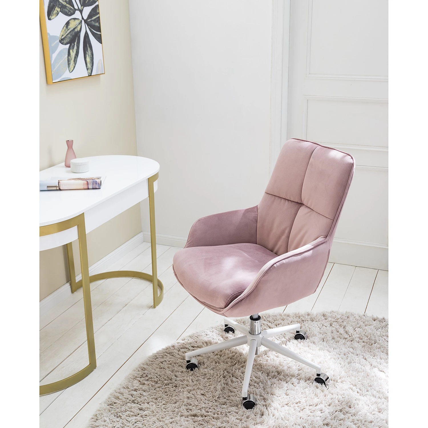 Furnitive Chaise de bureau Stody II - Rose clair 5 Furnitive Chaise de bureau Stody II - Rose clair – Image 3