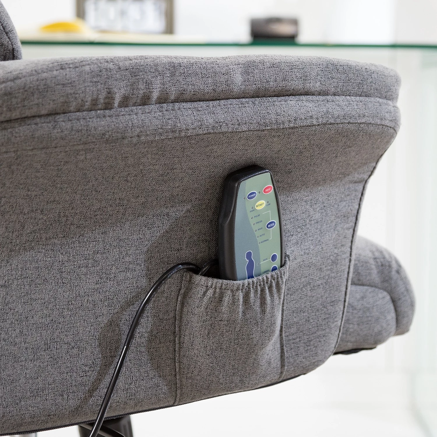 Furnitive Chaise de bureau Barking - (avec fonction massage) - Tissage à plat / Métal - Gris / Noir 18 Furnitive Chaise de bureau Barking - (avec fonction massage) - Tissage à plat / Métal - Gris / Noir – Image 16