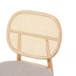 Studio Copenhagen Chaises Coy (lot de 2) - Rotin et tissu / Hêtre massif - Cappuccino -Chaises Soldes 2022 1000273456 220420 045 DETAILS P000000001000273456