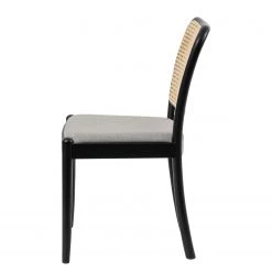 Studio Copenhagen Chaises Cutis (lot de 2) - Rotin et tissu / Hêtre massif - Gris lumineux -Chaises Soldes 2022 1000273457 220420 035 DETAILS P000000001000273457