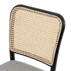 Studio Copenhagen Chaises Cutis (lot de 2) - Rotin et tissu / Hêtre massif - Gris lumineux -Chaises Soldes 2022 1000273457 220420 045 DETAILS P000000001000273457