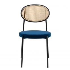 Studio Copenhagen Chaises Davie (lot de 2) - Rotin et tissu / Métal - Bleu -Chaises Soldes 2022 1000273462 220420 030 DETAILS P000000001000273462