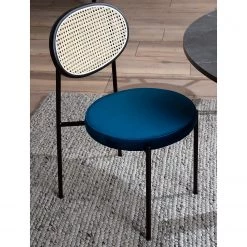 Studio Copenhagen Chaises Davie (lot de 2) - Rotin et tissu / Métal - Bleu -Chaises Soldes 2022 1000273462 220819 022 MOOD DETAILS P000000001000273462 mood
